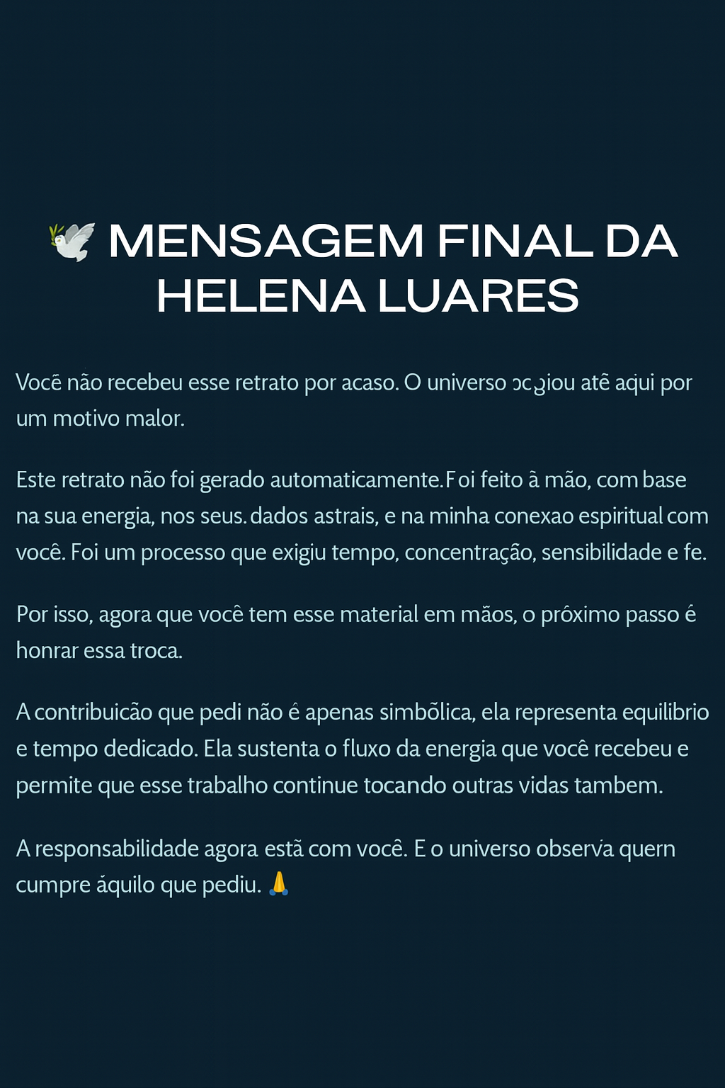Mensagem Final da Helenva Luares